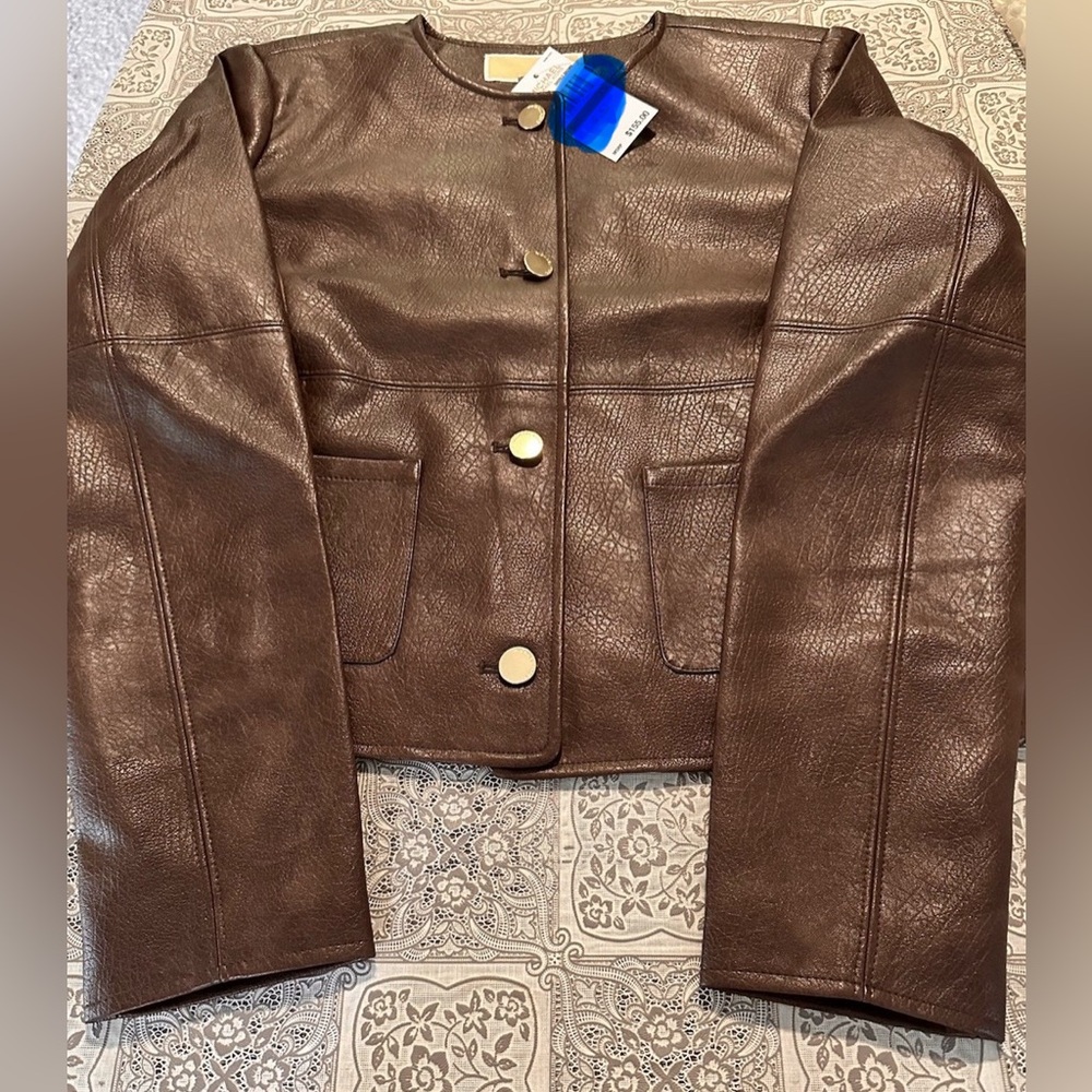 Michael Kors Chocolate Leather Top